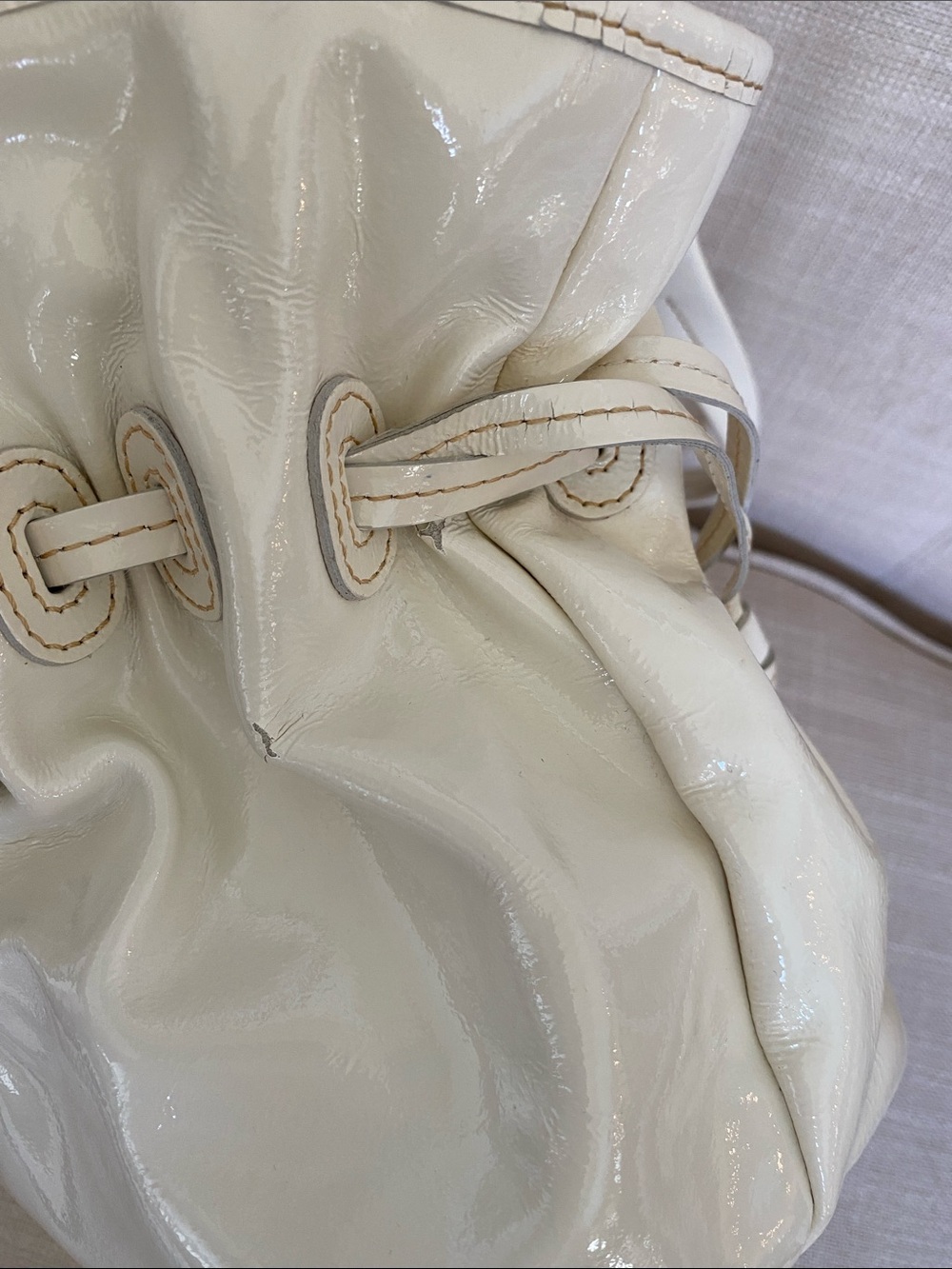 Dooney & Bourke Chiara Cream Patent Leather Shoulder Bag - Picture 11 of 16